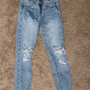 American Eagle Outfitters Light Blue Ripped Skinny Jeans